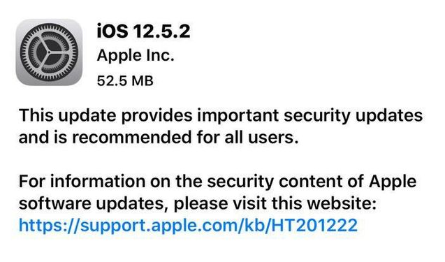 三台苹果手机维修分享iOS12.5.2发布，建议所有老苹果用户安装 